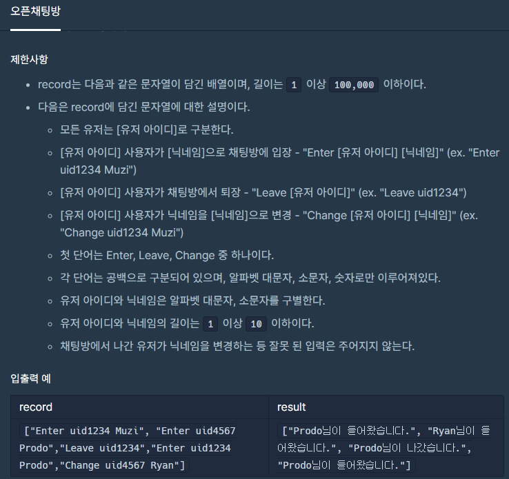 오픈카톡방 문제 설명